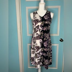 Est 1946 Black & Shite Sleeveless V-Neck Floral Dress - S